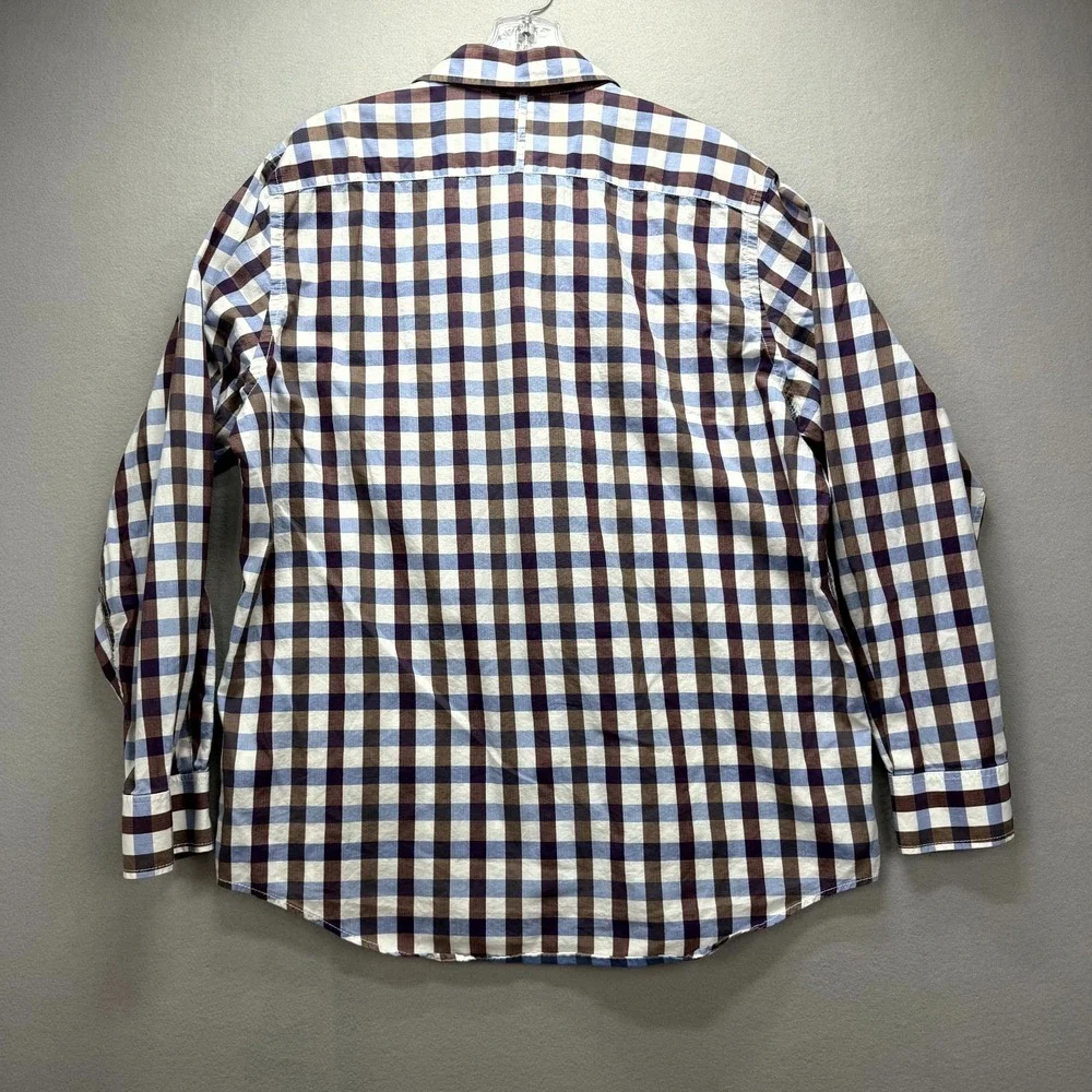 Banana Republic Dress Shirt Men XL Multi Gingham Plaid Cotton Business Button Up